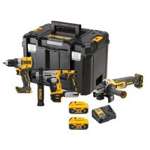 Pack 3 Outils 18v Dewalt Dck355p2t-qw Brushless - Perceuse + Perforateur + Meuleuse + 2 Batteries 5ah Li-ion + Coffret