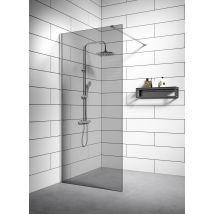 Paroi de Douche Rizani - 100 x 200 cm - Badplaats - Verre teinté - Chrome