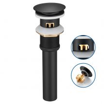 Auralum Max Bonde Pop Up Avec Trop-plein,noir,universal Lavabo Bouchon De Vidange Avec Panier À Crépine,laiton Anti-colmatage Vidage Salle De Bain
