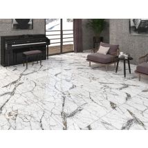 Carrelage Sol / Mur Effet Marbre Blanc Pole L.60 X L.120 Cm Full Lappato Limcaro