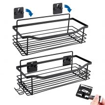 Auralum Max 2pcs Panier Suspendu,paniers À Étagères Métallique,panier Rangement Avec Crochets Pour Cuisine,bureau,bookshelf,salle Bain (noir)