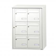 Bloc Collectif Leabox.com, 2x3, Grade 3, Simple Face, Extérieur, Fixation Murale, Blanc Pur Ral 9010 Finition Brillante