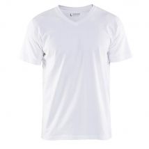 Blakläder - T-shirt Col V-blanc-s