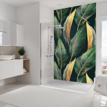Schulte Panneau Mural 150x255 Cm, Revêtement Pour Douche Et Salle De Bains, Placement Facile, Décodesign Softtouch, Feuilles De Bananier