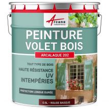 Peinture Volet Bois Extérieur - Laque Effet Tendu Longue Durée Rouge Basque - Proche Ral 3011 - 0.5 L - Arcane Industries