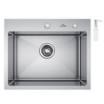 Auralum - AuraLum Évier Cuisine 1 Bac 55x45CM Évier Encastré et à Poser avec Trou de Montage pour Robinet et Distributeur de Savon