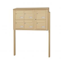 Bloc Collectif Leabox.com, 3x2, Grade 3, Simple Face, Extérieur, Fixation Sur Pieds À Sceller, Beige Ral 1001 Finition Brillante