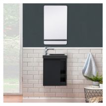 Mob In - Meuble lave-mains HAMPTON Noir avec vasque noire + miroir