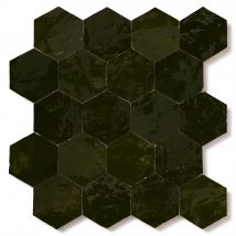 Zellige Marocain Artisanal Véritable - Vert Empire Hexagone 7,6x8,8 Cm - Carrelage Mur - Ro'ma Nature