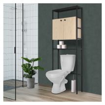 Mob In - Meuble Wc Pont De Rangement Étagère Wc Bois Et Métal Jamy