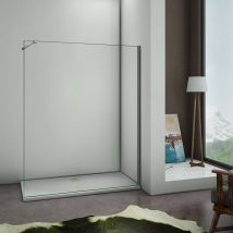 Aica Sanitaire - Aica Paroi De Douche 100x200cm En Verre Anticalcaire Walk In Paroi De Fixation Avec Barre De Fixation