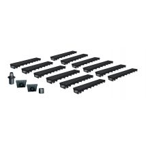 Pack De 12 : Caniveau Extérieur Avec Grille Passerelle Polyamide Classe B125 Meapark - Caniveaux Pour Terrasse, Piscine, Jardin - Largeur Utile 10cm