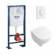 Pack Wc Grohe Rapid Sl + Cuvette O.novo Compacte Villeroy + Plaque Blanche**