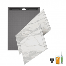 Wedi - Receveur à carreler 180 x 90 WEDI Fundo Riolito Neo + revêtement Top marble white + colle + écoulement vertical + kit étancheité