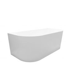 Balneo Baignoire Blance Semi-îlot Murale 160x75cm, Accessoires Blanc, Acrylique Thermoformé 3.5mm, Avec Pieds Réglables, Viva