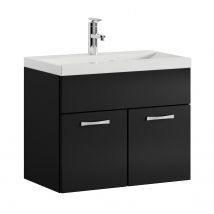 Badplaats - Meuble De Salle De Bain De Montreal 01 60 Cm Lavabo Noir Brillant - Armoire De Rangement Meuble Lavabo Evier Meubles