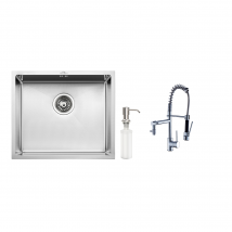 Auralum - AuraLum Évier de Cuisine Inox 1 Bac 50*43*18CM avec Distributeur de Savon++Robinet Cuisine Rotatif 360° Douchette Extractible