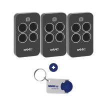 Lot De 3 Télécommandes Faac Xt4 433 Rc - Réf 787456 – 4 Canaux, 433.92 Mhz + 1 Porte-clés Domobip Offert