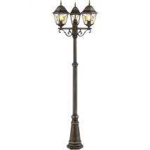 Lampadaire Extérieur Janel - Brilliant - Noir Doré - Métal/verre - 3x60w - Ip44