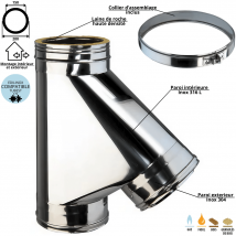 Te 135° Conduit Double Paroi Isolé Ediliso25 Edilinox Diamètre 150