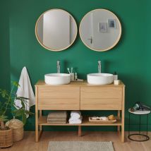 Mob In - Meuble sous vasque ATOLL 120cm+ vasque blanche +miroir