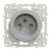 Prise Odace Couleur Aluminium 2 Poles Et Terre Schneider Electric