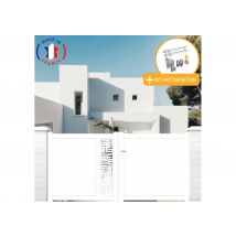 Portail Packit - Portail Aluminium Battant Découpe Laser En Kit + Motorisation Dimensions Type-de-moteur Couleurs Blanc (ral 9010)