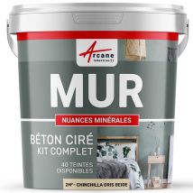Béton Ciré - Kit Béton Ciré Murs - 2 M² - Mate - Chinchilla Gris Beige - Arcane Industries