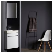 Planetebain - Lave-mains d'angle complet pour WC avec meuble design blanc