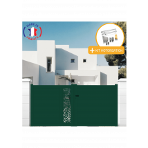 Portail Packit - Portail Aluminium Battant Découpe Laser En Kit + Motorisation Dimensions Type-de-moteur Couleurs Vert (ral 6005)