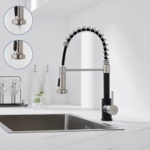 Auralum Max Mitigeur Cuisine Avec Douchette Robinet Cuisine À Ressort,rotation 360° Robinet D'evier 2 Jets,eau Froide/chaude,noir,eu Modèle
