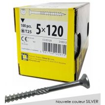 Domax - Boite De 100 Vis À Tête Fraisée 5 X 120, Empreinte Torx, Nouvelle Finition Silver