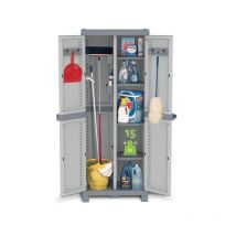 Terry - Placard À Balais En Plastique Avec 2 Portes Et 3 Étagères 68x39 170h Cm