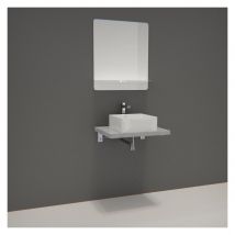 Mob In - Meuble de Salle de Bain WILL - Plan suspendu fin 60 cm + Vasque + Miroir + Equerres invisibles