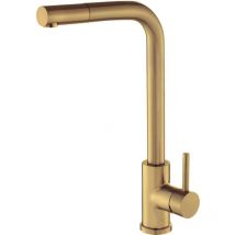 Robinet De Cuisine Extractible Rond En Or Brossé Série Amur Valaz