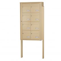 Bloc Collectif Leabox.com, 2x4, Grade 3, Simple Face, Extérieur, Fixation Sur Pieds À Sceller, Beige Ral 1001 Finition Brillante