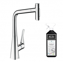 Hansgrohe - Robinet de cuisine avec douchette HANSGROHE Metris Select M71 320 2 jets chromé + nettoyant Briochin
