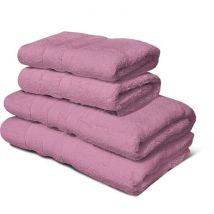 Vetonek - Lot De 4 Serviettes - Lovely Home - 2 Serviettes 50 X 100 Cm + 2 Draps De Douche 70 X 140 Cm - Rose
