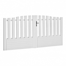Gefradis - Portail Battant Pvc Blanc H145 X L250 Cm Alençon Chapeau De Gendarme