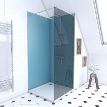 Galedo - Ensemble complet douche à l'Italiennne avec Receveur 90x90 + Paroi fumée + Panneaux muraux allu