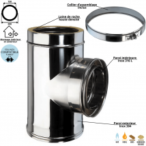 Te 90° Conduit Double Paroi Isolé Ediliso25 Edilinox Diamètre 150