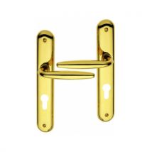 Ouvre & Deco - 2 Poignées De Porte Raphaela Trou De Cylindre, Laiton Poli Entraxe 195 Mm, Entrée Bureau Garage