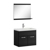Badplaats - Meuble De Salle De Bain De Montreal 02 60 Cm Lavabo Noir Brillant - Armoire De Rangement Meuble Lavabo Evier Meubles