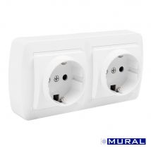 Double Base Bipolaire Avec Prise Terre Laterale 148x72x42mm. S. Mural Solera Mur66u