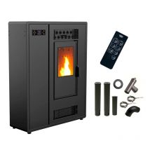 Poêle À Granulés Air Slim Astral 12,2 Kw Noir Sannover + Kit Raccordement Fumisterie