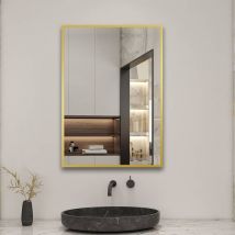 Ocean Sanitaire - Miroir Non Lumineux Doré L.80 X H.60 Cm, Miroir De Salle De Bain Cadre En Aluminium