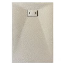 Laneri - Receveur De Douche Smc En Fibre De Verre Effet Pierre Avec Bonde Inclus H. 2,6 Cm 80 X 100 Taupe