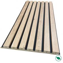 Forestea - Lot de 2 demi-panneaux mural décoratif lamelles MDF chêne clair fond noir 1250 x 287 x 20 mm-0