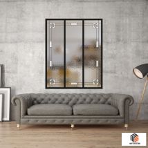 My'system - Verriere 3 Verres Mackintosh - L X H : 102 X 125 Cm - Laqué Noir 9005 Granité - Verre Sahara Inclus
