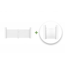 Casanoov - Portail Battant 3m Eiger H.115cm + Portillon 1m Eiger H.115cm Aluminium Blanc